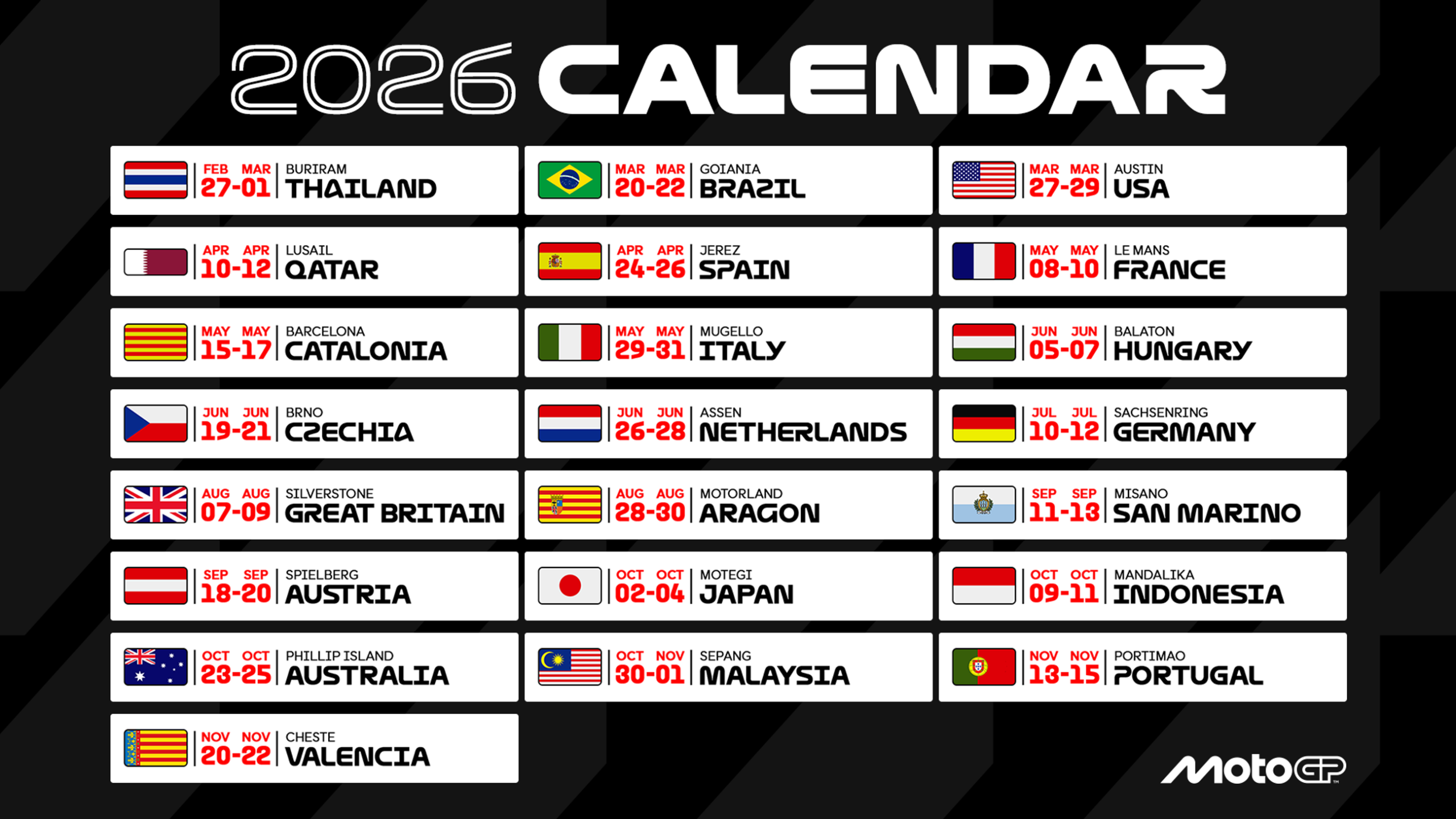 MotoGP 2026 Schedule
